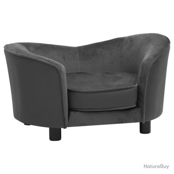 Canap� pour chien 69 cm peluche et synth�tique gris fonc� 02_0000168