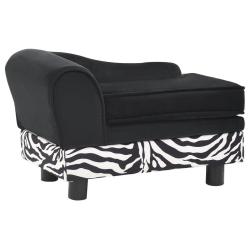 Canap&eacute; pour chien 57 cm peluche avec rangement noir 02_0000194