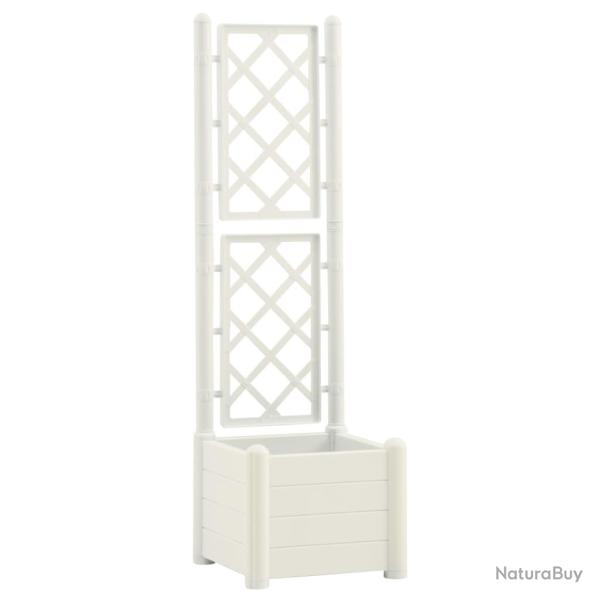 Jardini�re avec treillis 43 x 43 x 142 cm PP blanc 02_0000813