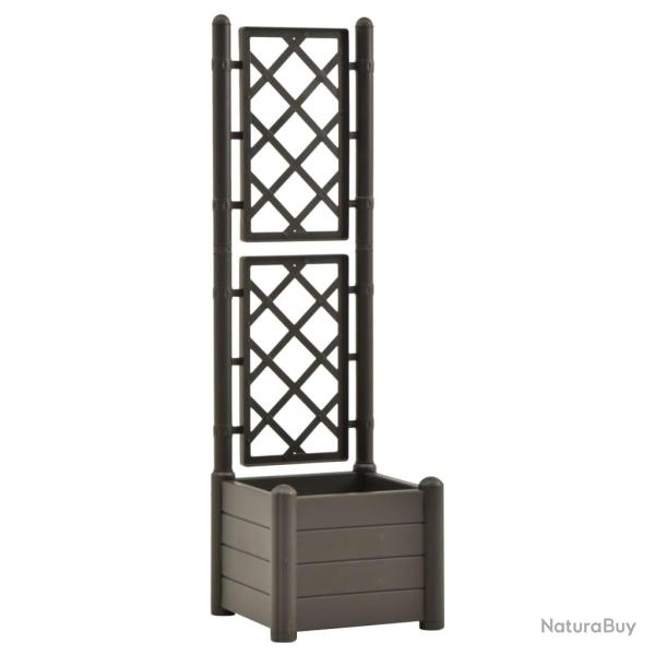 Jardini�re avec treillis 43 x 43 x 142 cm PP jardin plantes fleurs anthracite 02_0000812