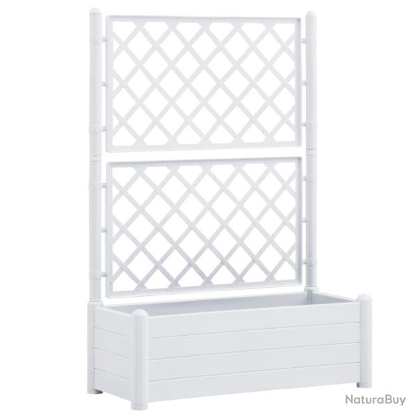 Jardini�re avec treillis 100 x 43 x 142 cm jardin plantes fleurs PP blanc 02_0000809