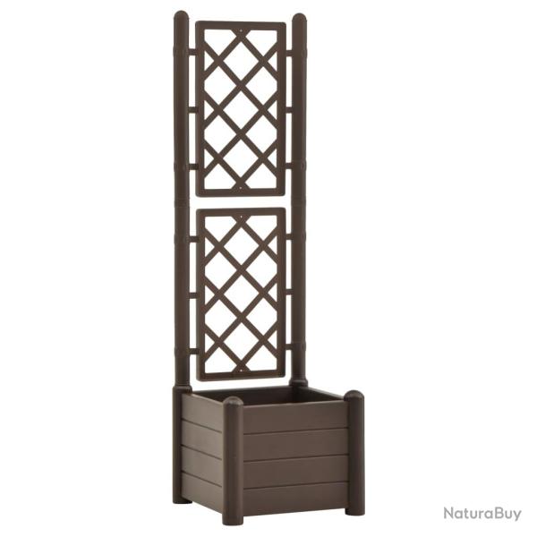 Jardini�re avec treillis 43 x 43 x 142 cm PP jardin plantes fleurs moka 02_0000814