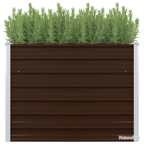 Jardini�re sur�lev�e marron 100 x 100 x 77 cm jardin plantes fleurs acier galvanis� 02_0000857