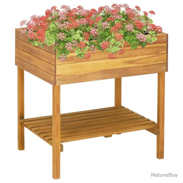 Jardini�re sur�lev�e 78,5 x 58,5 x 78,5 cm jardin plantes fleurs bois massif d'acacia 02_0000851