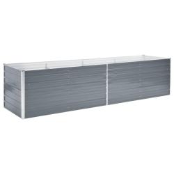 Jardini&egrave;re lit sur&eacute;lev&eacute; plantes fleurs jardin acier galvanis&eacute; 320 x 80 x 77 cm gris 02_0001113