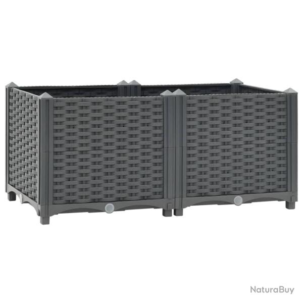 Jardini�re lit sur�lev� plantes fleurs jardin 80 x 40 x 38 cm polypropyl�ne gris fonc� 02_0000945