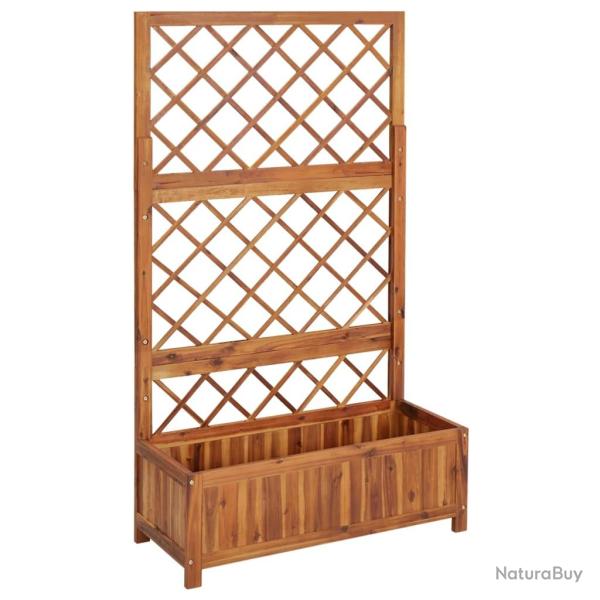 Jardini�re lit sur�lev� plantes fleurs jardin avec treillis 85 x 38 x 150 cm bois massif d'acacia 0
