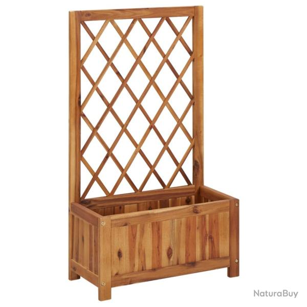 Jardini�re lit sur�lev� plantes fleurs jardin 100 cm avec treillis bois massif d'acacia 02_0001167