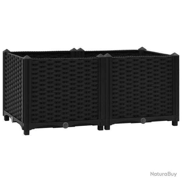 Jardini�re lit sur�lev� plantes fleurs jardin 80 x 40 x 38 cm polypropyl�ne noir 02_0000947