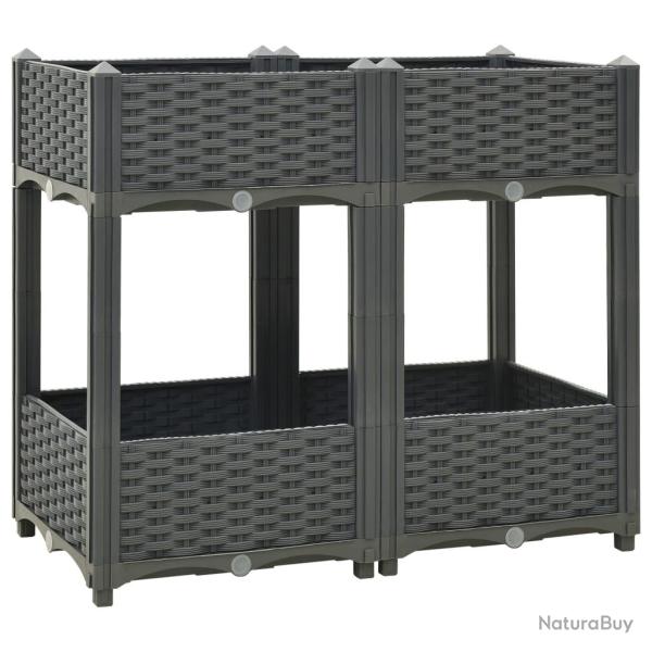 Jardini�re lit sur�lev� plantes fleurs jardin80 x 40 x 71 cm polypropyl�ne gris fonc� 02_0000948