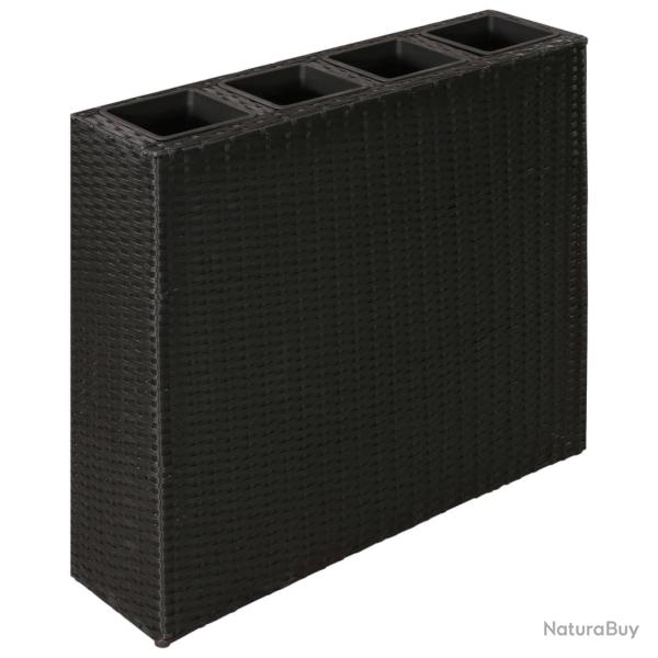 Jardini�re lit sur�lev� plantes fleurs jardin avec 4 pots r�sine tress�e noir 02_0001154