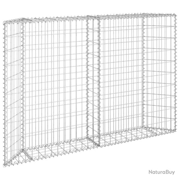 Jardini�re lit sur�lev� plantes fleurs jardin � gabion en trap�ze acier galvanis� 150 x 20 x 100 cm