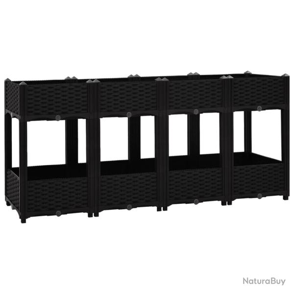 Jardini�re lit sur�lev� plantes fleurs jardin 160 x 40 x 71 cm polypropyl�ne noir 02_0000923