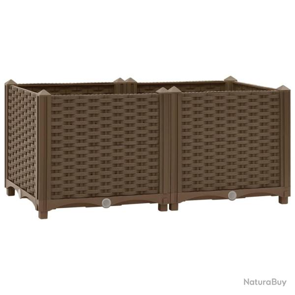 Jardini�re lit sur�lev� plantes fleurs jardin 80 x 40 x 38 cm polypropyl�ne marron 02_0000946