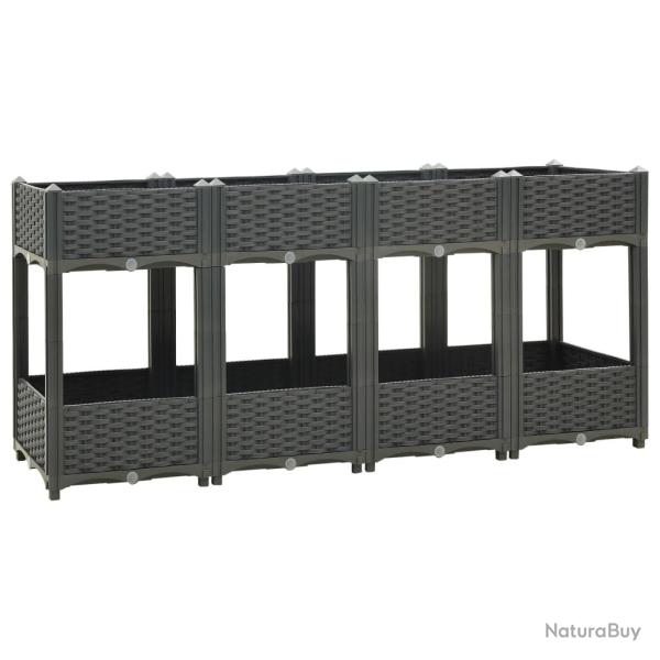 Jardini�re lit sur�lev� plantes fleurs jardin 160 x 40 x 71 cm polypropyl�ne gris fonc� 02_0000921