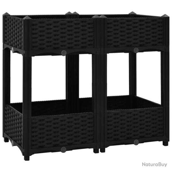 Jardini�re lit sur�lev� plantes fleurs jardin 80 x 40 x 71 cm polypropyl�ne noir 02_0000950
