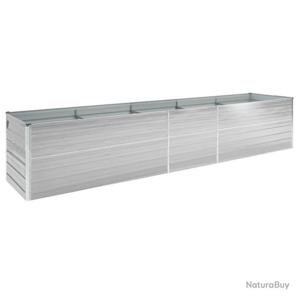Jardini�re lit sur�lev� plantes fleurs jardin acier galvanis� 400 x 80 x 45 cm gris 02_0001116
