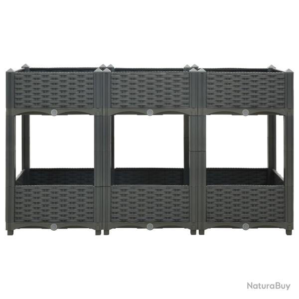 Jardini�re lit sur�lev� plantes fleurs jardin 120 x 40 x 71 cm polypropyl�ne gris fonc� 02_0000908