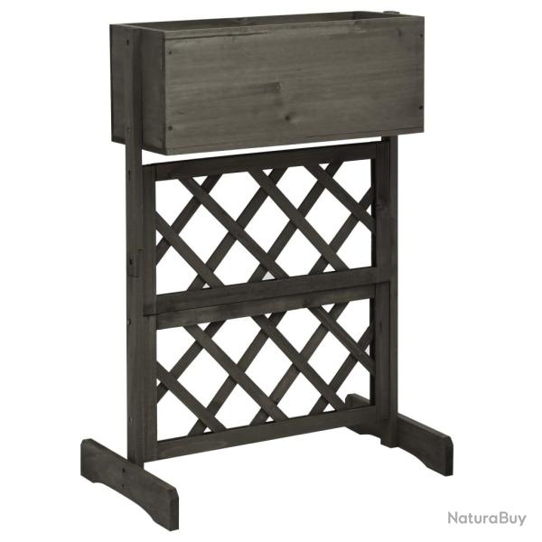 Jardini�re � treillis de jardin gris 45 x 30 x 74 cm bois de sapin 02_0000874