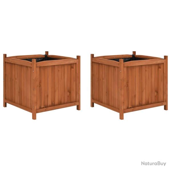 Lot de 2 jardini�res sur�lev�es 50 x 50 x 50 cm bois de sapin marron 02_0000887