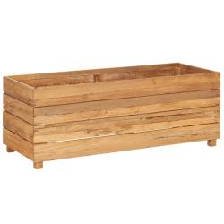Lit sur&eacute;lev&eacute; jardini&egrave;re 100 x 40 x 38 cm bois de teck recycl&eacute; et acier 02_0000895