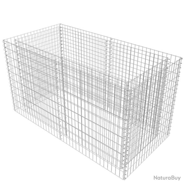 Jardini�re lit sur�lev� plantes fleurs jardin � gabion acier 180 x 90 x 100 cm argent� 02_0001274