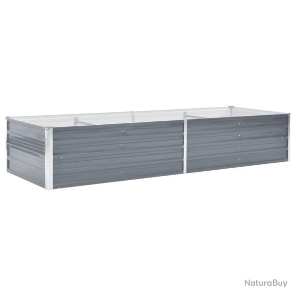 Jardini�re lit sur�lev� plantes fleurs jardin acier galvanis� 240 x 80 x 45 cm gris 02_0001103