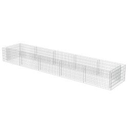 Jardini&egrave;re lit sur&eacute;lev&eacute; plantes fleurs jardin &agrave; gabion acier galvanis&eacute; 450 x 90 x 50 cm 02_0001304