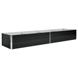 Jardini&egrave;re lit sur&eacute;lev&eacute; plantes fleurs jardin 320 x 80 x 45 cm acier galvanis&eacute; anthracite 02_0001145