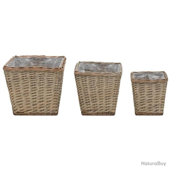 Jardini�re lit sur�lev� plantes fleurs jardin 3 pi�ces osier avec doublure en PE 02_0001330