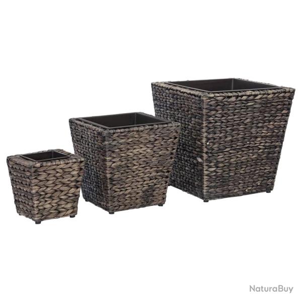 Jardini�re lit sur�lev� plantes fleurs jardin 3 pcs Jacinthe d'eau marron 02_0001341