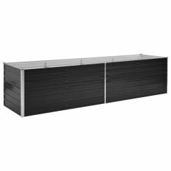 Jardini&egrave;re lit sur&eacute;lev&eacute; plantes fleurs jardin 320 x 80 x 77 cm acier galvanis&eacute; anthracite 02_0001146