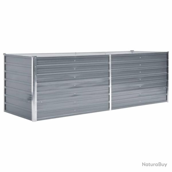 Jardini�re lit sur�lev� plantes fleurs jardin acier galvanis� 240 x 80 x 77 cm gris 02_0001105
