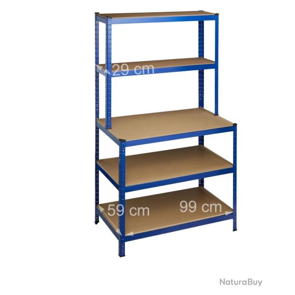 �tag�re charge lourde garage �tabli 900 kg support� � clipser 5 niveaux cave 180 cm bleu 13_0001063