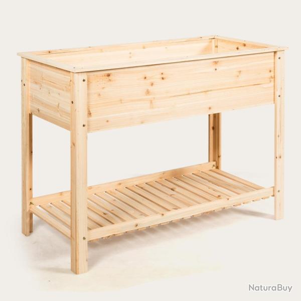 Jardini�re sur�lev� en bois avec �tag�re id�al pour la croissance des plantes fleurs v�g�taux 92 x