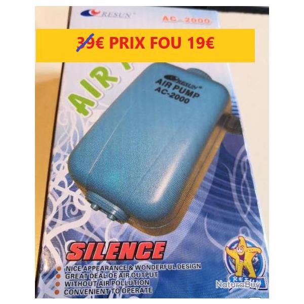 AERATEUR RESUN AIR PUMP AC-2000 SUR SECTEUR 2 SORTIES haut dbit 3600CC/MIN