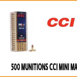 500 MUNITIONS 22 LR CCI MINI MAG 40GR CUIVR&Eacute;E 