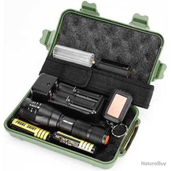 Lampe torche G700 X800 LED Zoom militaire Niveau tactique +batteries +chargeur