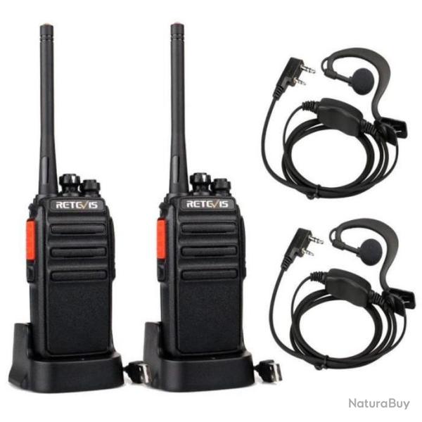 Retevis RT24 Talkie Walkie sans Licence 16 Canaux Radio Bidirectionnelle CTCSS/DCS USB + �couteurs
