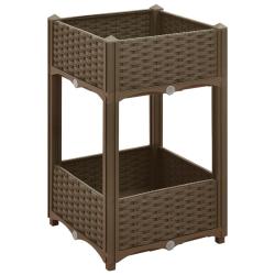 Jardini&egrave;re lit sur&eacute;lev&eacute; plantes fleurs jardin 40 x 40 x 71 cm polypropyl&egrave;ne marron 02_0000932