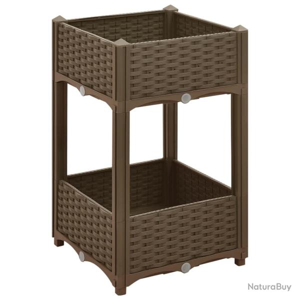 Jardini�re lit sur�lev� plantes fleurs jardin 40 x 40 x 71 cm polypropyl�ne marron 02_0000932