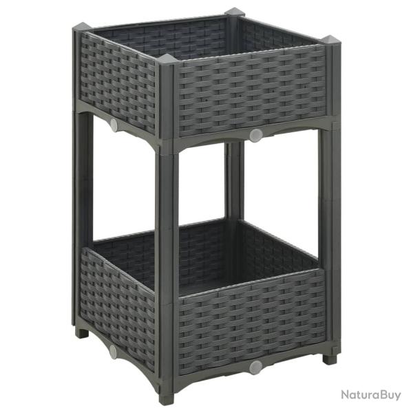 Jardini�re lit sur�lev� plantes fleurs jardin 40 x 40 x 71 cm polypropyl�ne gris fonc� 02_0000931