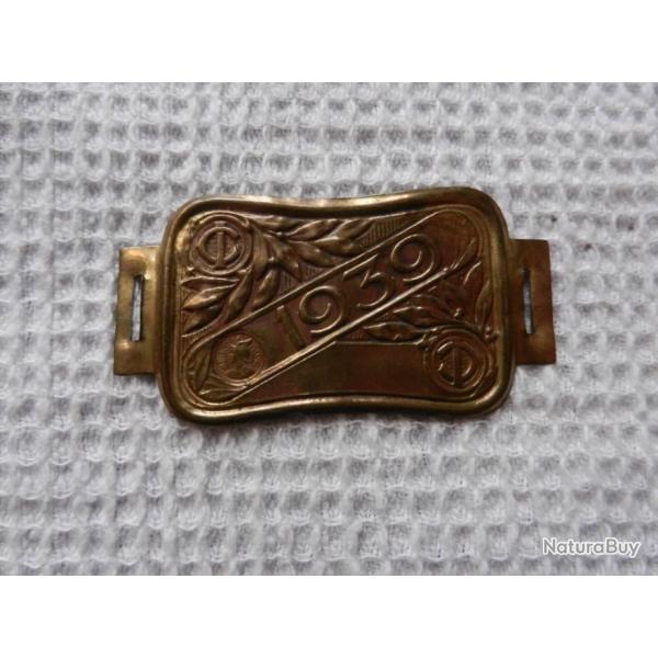 ancienne plaque de v�lo/mobylette 1939 - m�tal jaune embouti