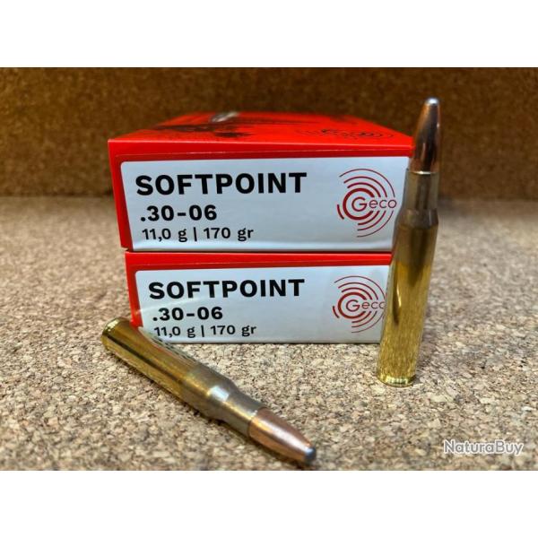 2 BOITES soit  40 CARTOUCHES GECO DEMI BLINDEE CAL .30-06 11gr