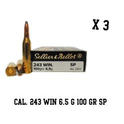 Munitions SELLIER BELLOT calibre 243 Win 100gr - 6.5g x60 