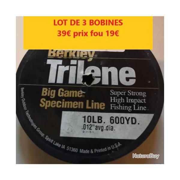 LOT DE 3 BOBINES DE FIL BERKLEY TRILENE BIG GAME  � 31 - 540 M