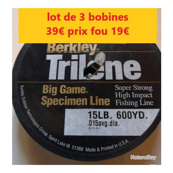 LOT DE 3 BOBINES DE FIL BERKLEY TRILENE BIG GAME  de  � 38 - 540 M