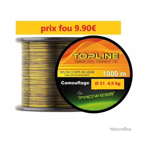 BOBINE DE FIL Nylon PROWESS TOPLINE MONOFILAMENT CAMOUFFLAGE de 1000m - � 31 -  4.9 kg
