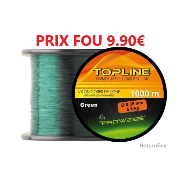 BOBINE DE FIL Nylon PROWESS TOPLINE MONOFILAMENT GREEN de 1000m - � 35 -  5.6 kg