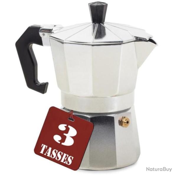 Cafeti�re Italienne Moka Expresso 3 Tasses Aluminium Outdoor Camping Car Van Maison Gaz Electrique